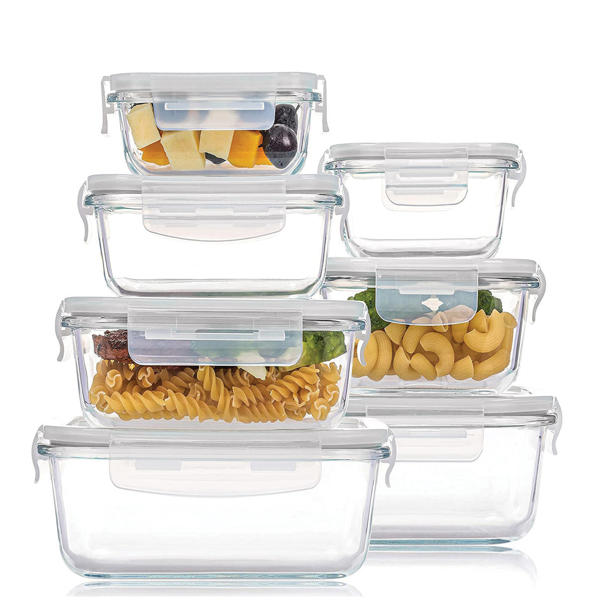 סט 7 קופסאות זכוכית לאחסון והגשה