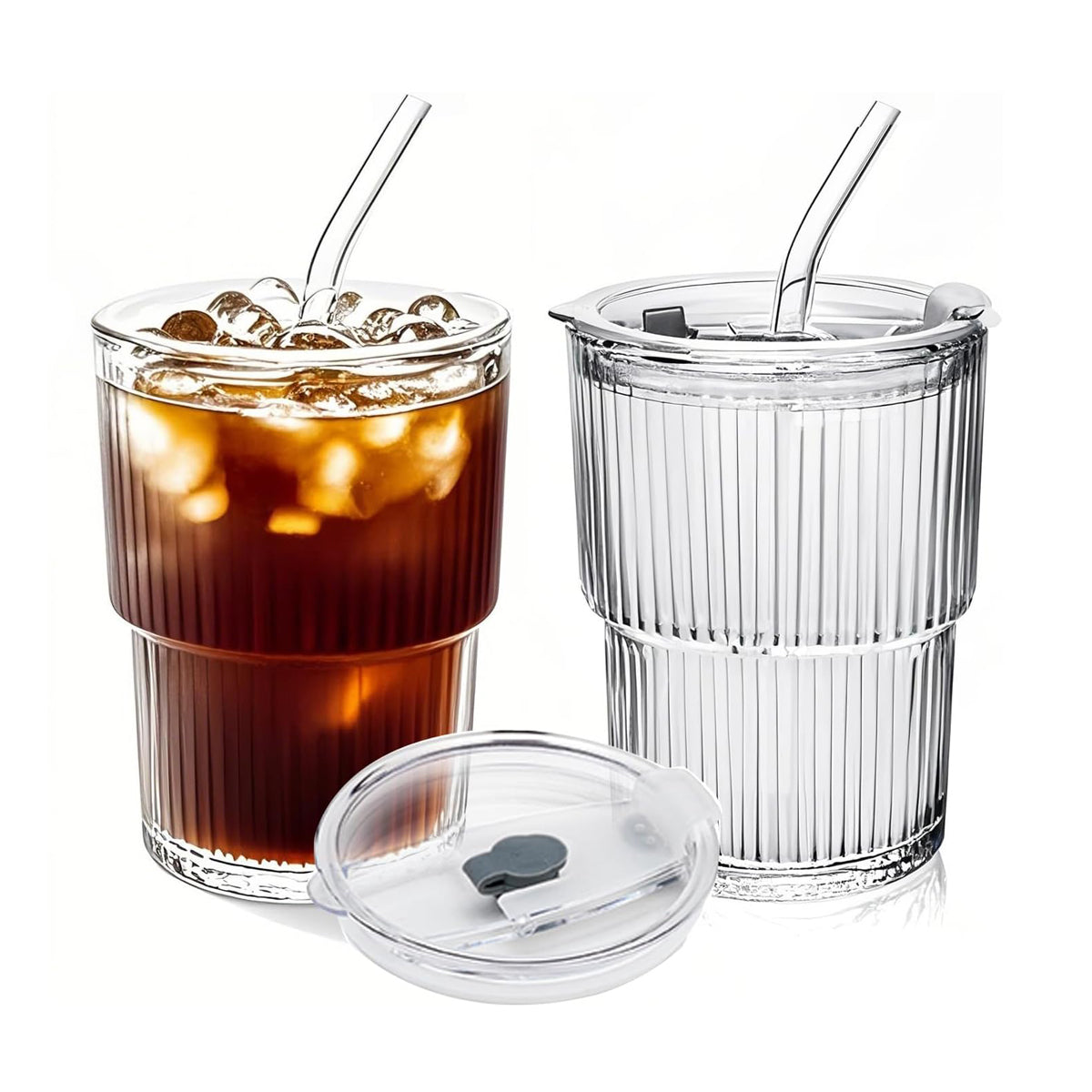 כוס זכוכית בעיצוב רטרו 400 מ"ל