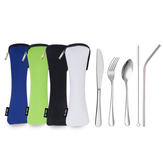 סט סכו"ם אישי מנירוסטה, קש ומברשת ניקוי