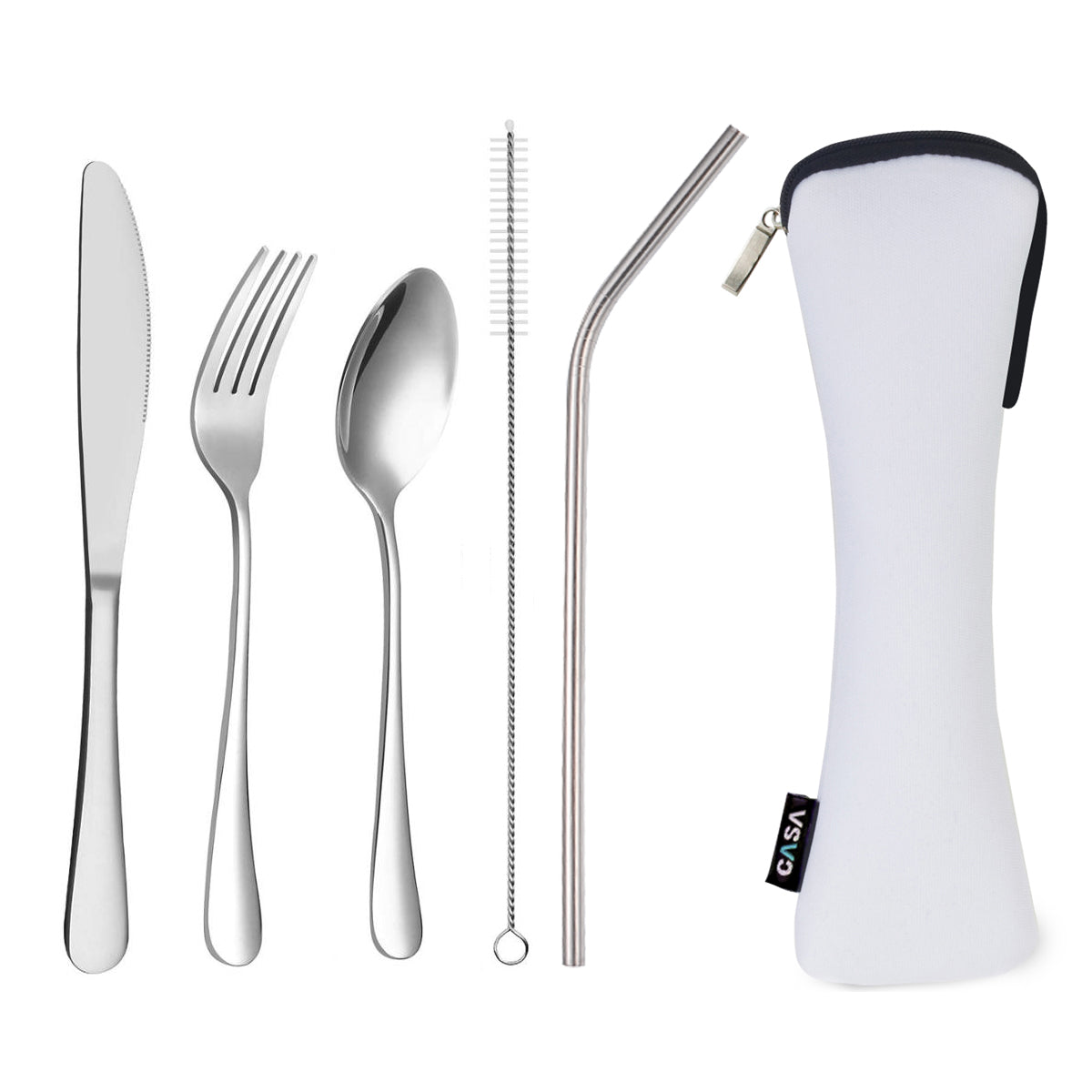 סט סכו"ם אישי מנירוסטה, קש ומברשת ניקוי