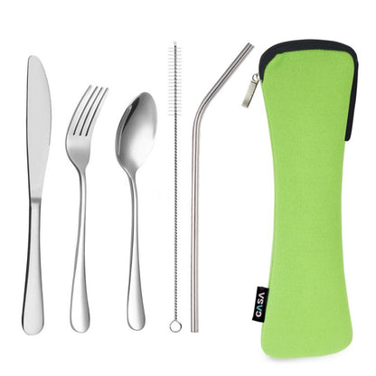 סט סכו"ם אישי מנירוסטה, קש ומברשת ניקוי