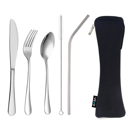 סט סכו"ם אישי מנירוסטה, קש ומברשת ניקוי