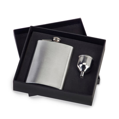 בקבוקון נירוסטה ומשפך לשתייה חריפה