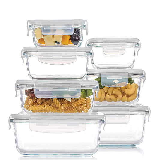 סט 7 קופסאות זכוכית לאחסון והגשה