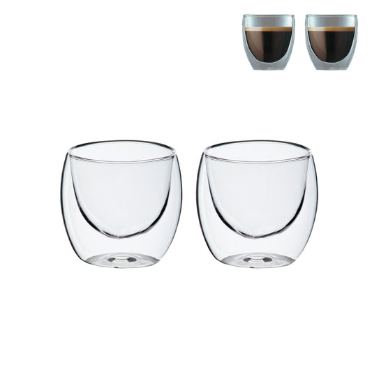 זוג כוסות זכוכית, דופן כפולה, 150 מ"ל
