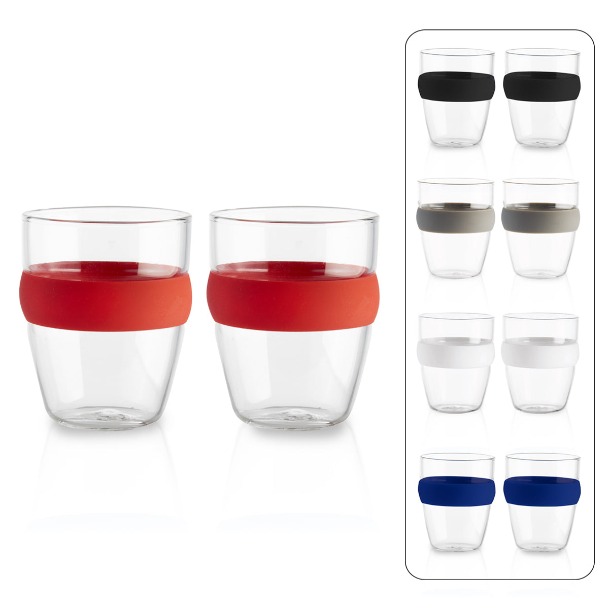 זוג כוסות זכוכית 150 מ"ל עם חבק