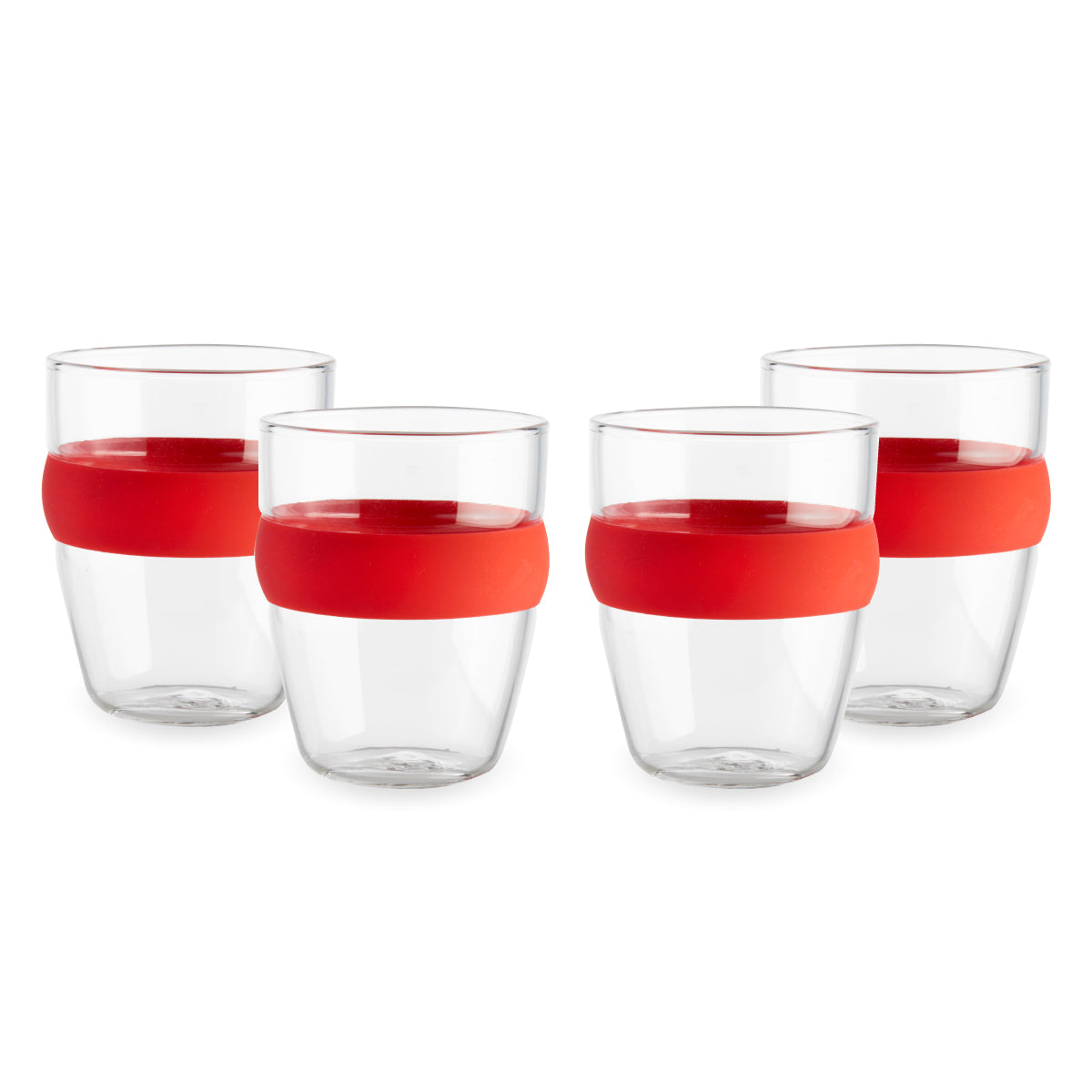 סט כוסות 150 מ"ל עם חבק סיליקון צבעוני