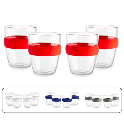 סט כוסות 150 מ"ל עם חבק סיליקון צבעוני