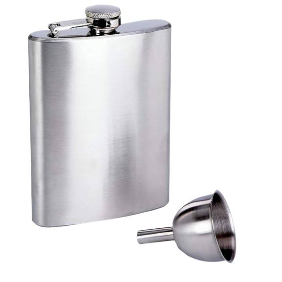 בקבוקון נירוסטה ומשפך לשתייה חריפה