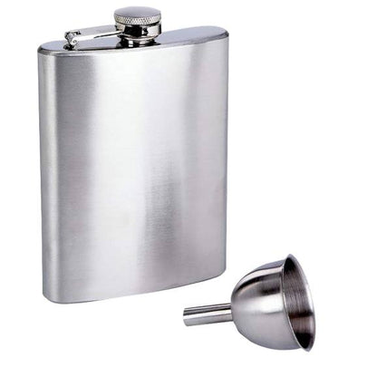 בקבוקון נירוסטה ומשפך לשתייה חריפה