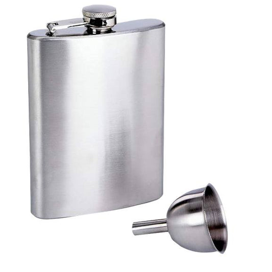 בקבוקון נירוסטה ומשפך לשתייה חריפה